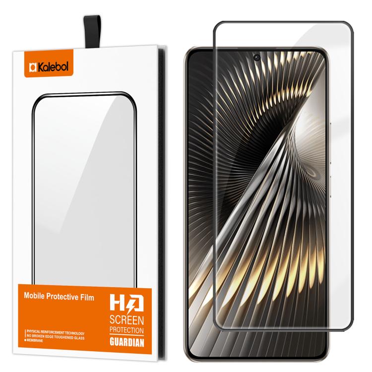 For Redmi Turbo 3 Kalebol High-Aluminum Screen-Printed Full-Coverage Anti-Fingerprint Black-Bordered HD Tempered Glass Film