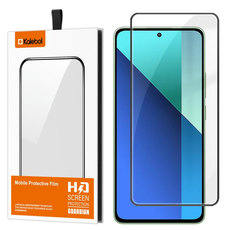 For Redmi Note 13 Pro 4G Kalebol High-Aluminum Screen-Printed Full-Coverage Anti-Fingerprint Black-Bordered HD Tempered Glass Film