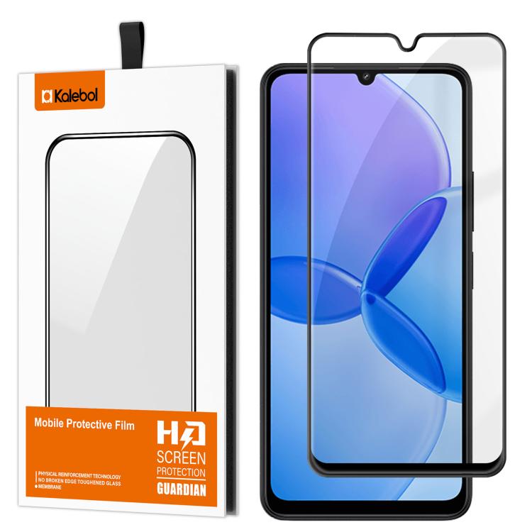 For Redmi 13R 5G Kalebol High-Aluminum Screen-Printed Full-Coverage Anti-Fingerprint Black-Bordered HD Tempered Glass Film