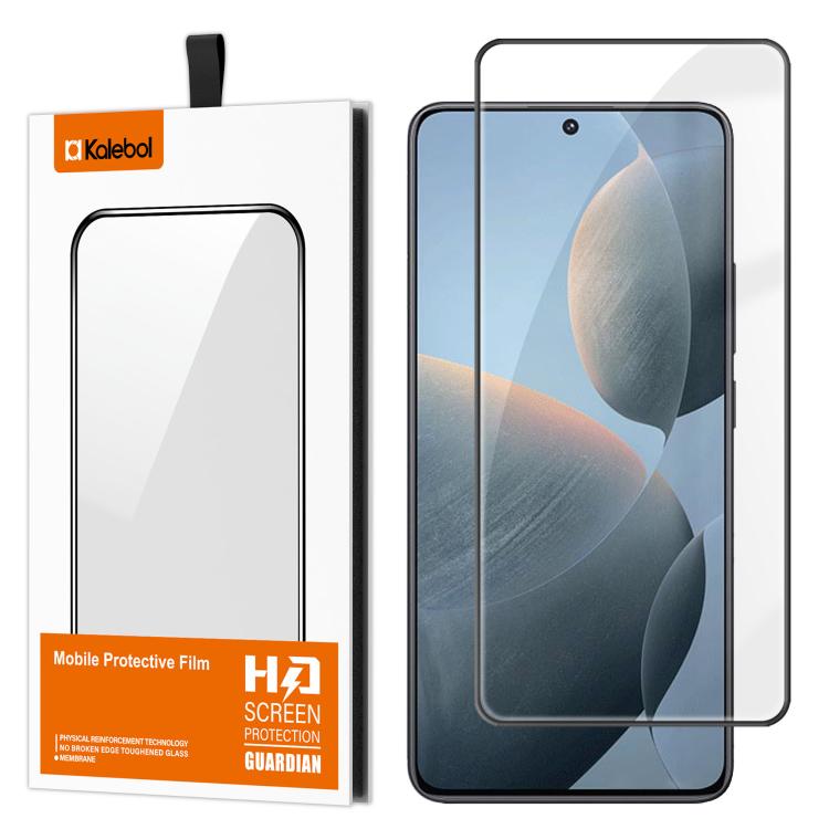For Redmi K70E 5G Kalebol High-Aluminum Screen-Printed Full-Coverage Anti-Fingerprint Black-Bordered HD Tempered Glass Film