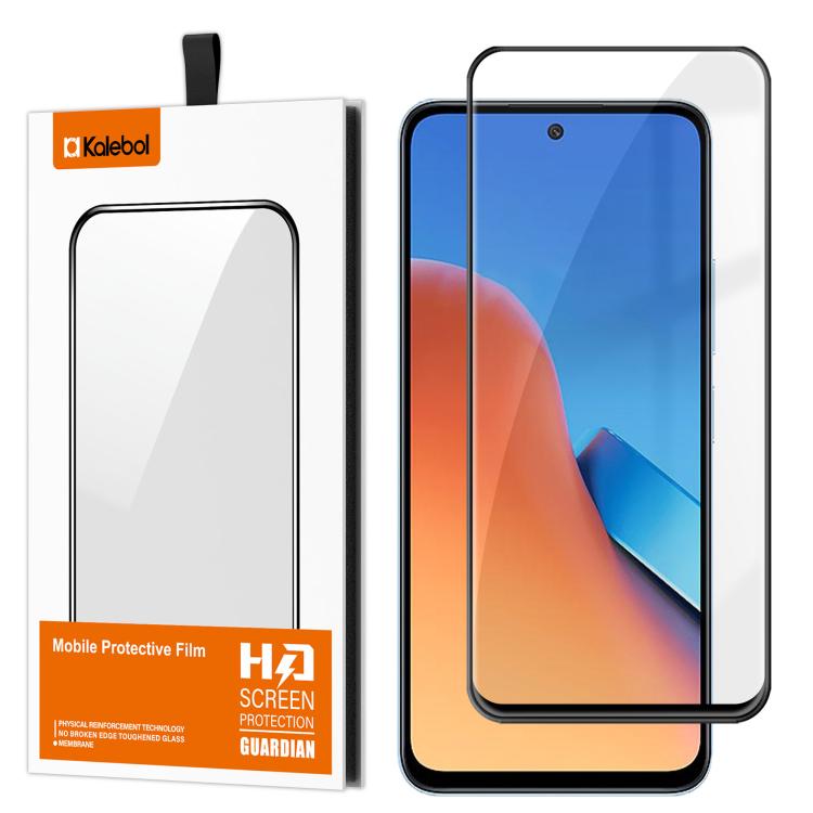 For Redmi 12 4G Kalebol High-Aluminum Screen-Printed Full-Coverage Anti-Fingerprint Black-Bordered HD Tempered Glass Film