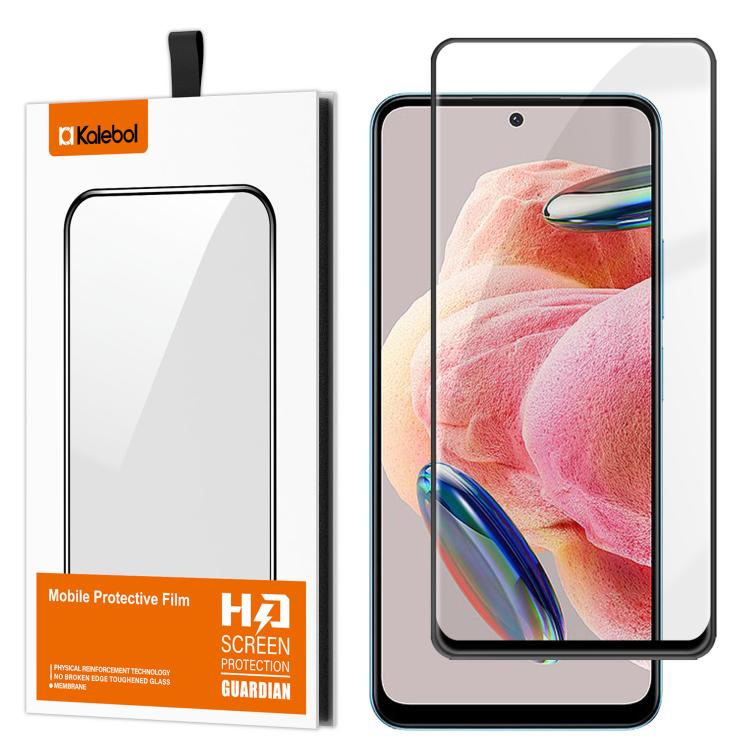 For Redmi Note 12 4G Global Kalebol High-Aluminum Screen-Printed Full-Coverage Anti-Fingerprint Black-Bordered HD Tempered Glass Film