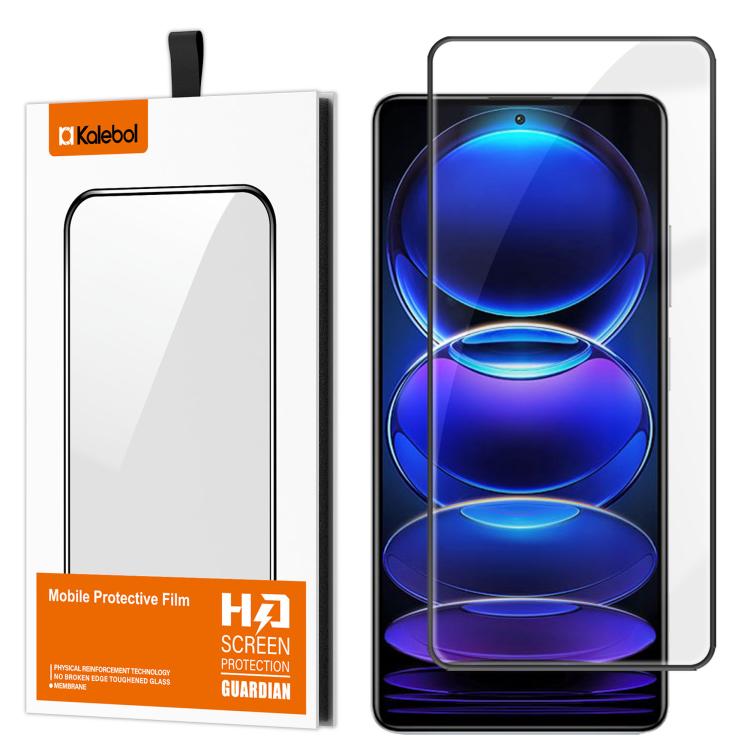 For Redmi Note 12 Pro+ 5G Global Kalebol High-Aluminum Screen-Printed Full-Coverage Anti-Fingerprint Black-Bordered HD Tempered Glass Film