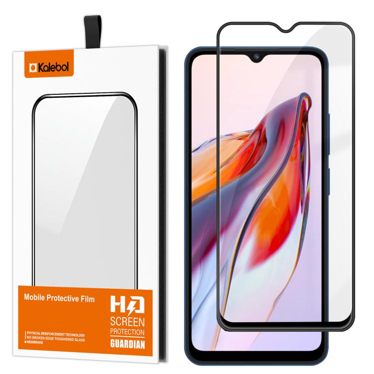 For Redmi 12C Kalebol High-Aluminum Screen-Printed Full-Coverage Anti-Fingerprint Black-Bordered HD Tempered Glass Film