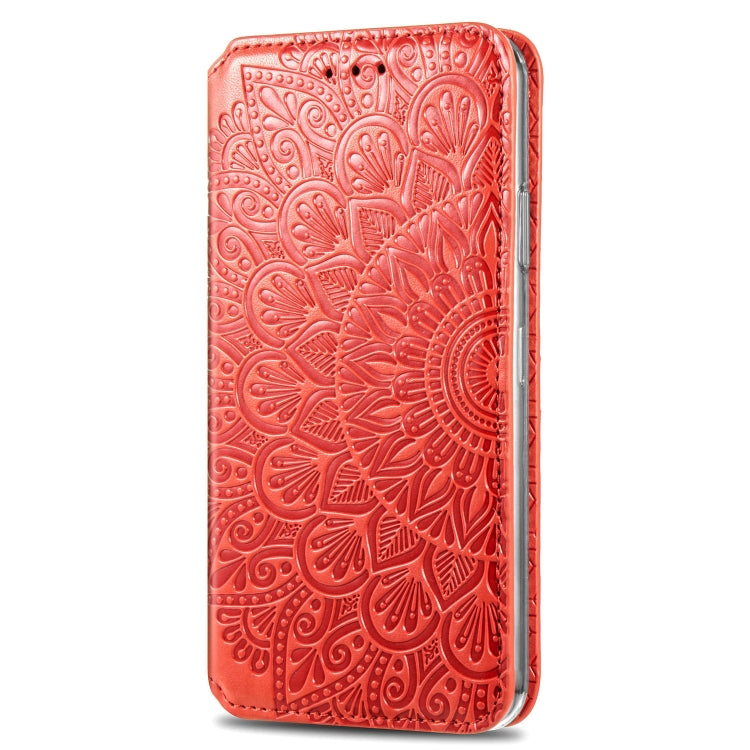 For iPhone 12 mini Blooming Mandala Embossed Pattern Magnetic Horizontal Flip Leather Case with Holder & Card Slots & Wallet