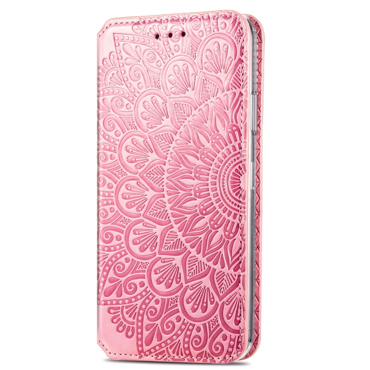 For iPhone 12 mini Blooming Mandala Embossed Pattern Magnetic Horizontal Flip Leather Case with Holder & Card Slots & Wallet