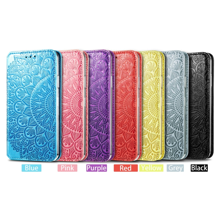 For iPhone 12 mini Blooming Mandala Embossed Pattern Magnetic Horizontal Flip Leather Case with Holder & Card Slots & Wallet