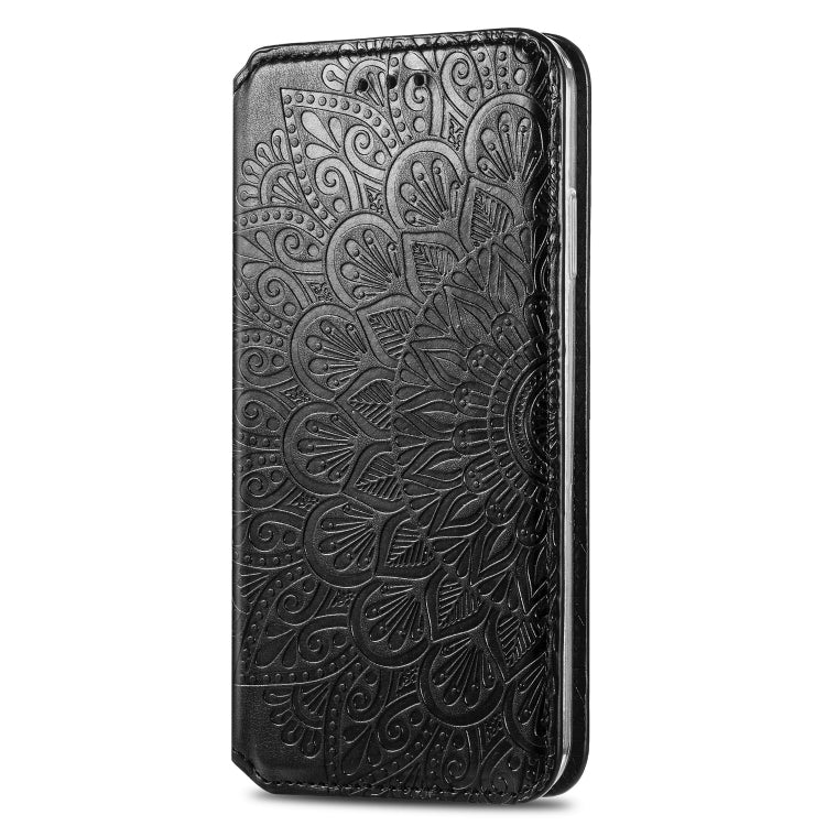 For iPhone 12 Pro Max Blooming Mandala Embossed Pattern Magnetic Horizontal Flip Leather Case with Holder & Card Slots & Wallet