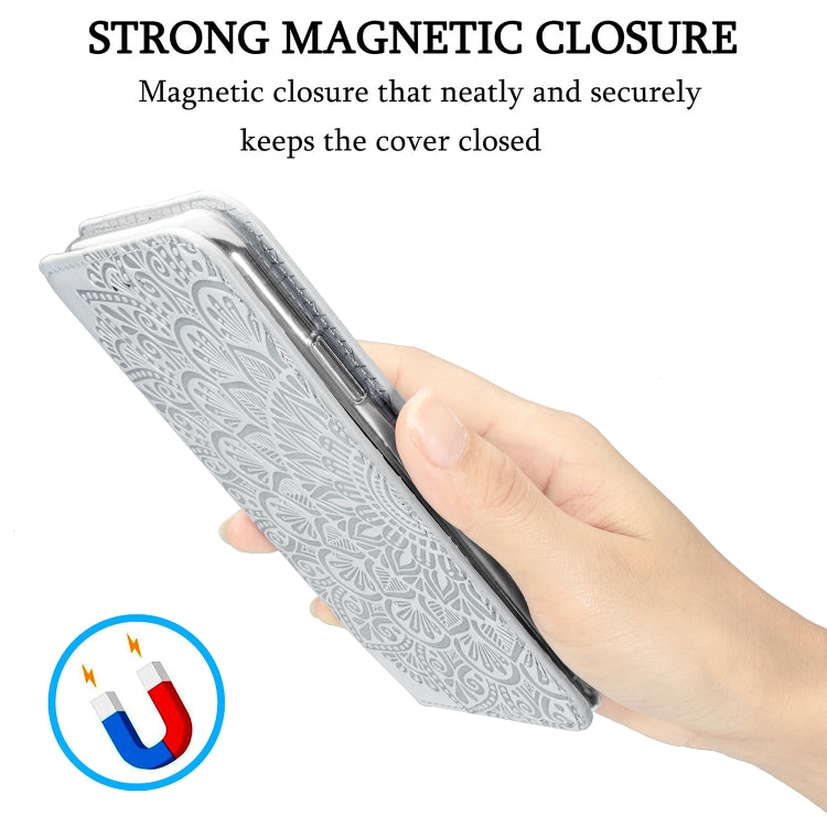 For iPhone 12 Pro Max Blooming Mandala Embossed Pattern Magnetic Horizontal Flip Leather Case with Holder & Card Slots & Wallet