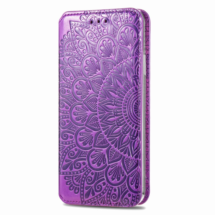 For iPhone 12 Pro Max Blooming Mandala Embossed Pattern Magnetic Horizontal Flip Leather Case with Holder & Card Slots & Wallet