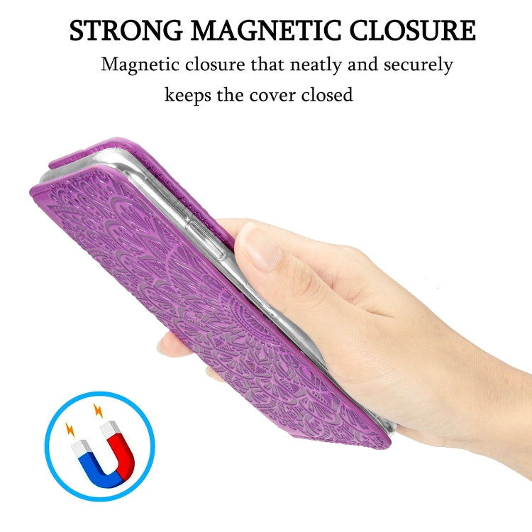 For iPhone 12 Pro Max Blooming Mandala Embossed Pattern Magnetic Horizontal Flip Leather Case with Holder & Card Slots & Wallet