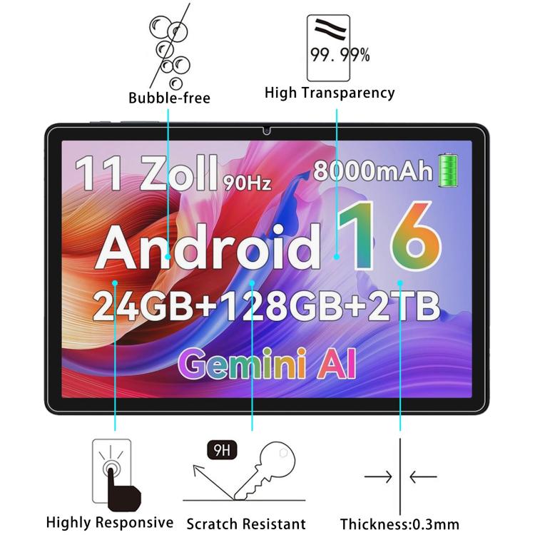 For KINGRID T90 11 inch 25pcs 9H 0.3mm Explosion-proof Tempered Glass Film