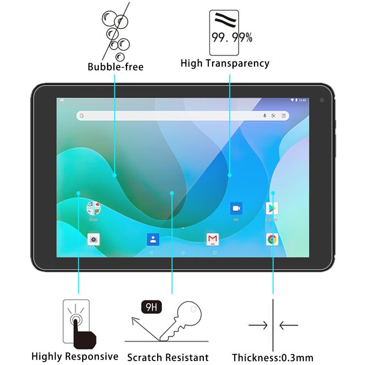 For TPZ T10b Tablet 10.1 inch 2pcs 9H 0.3mm Explosion-proof Tempered Glass Film