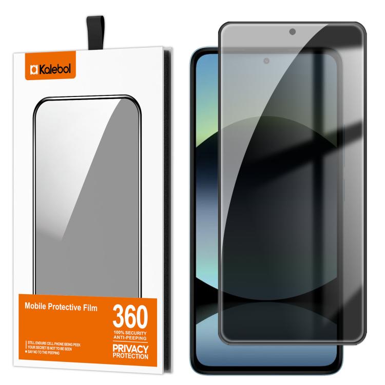 For Redmi Note 14 5G Kalebol High-Aluminum Screen-Printed Full-Coverage Black-Border Privacy Tempered Glass Film