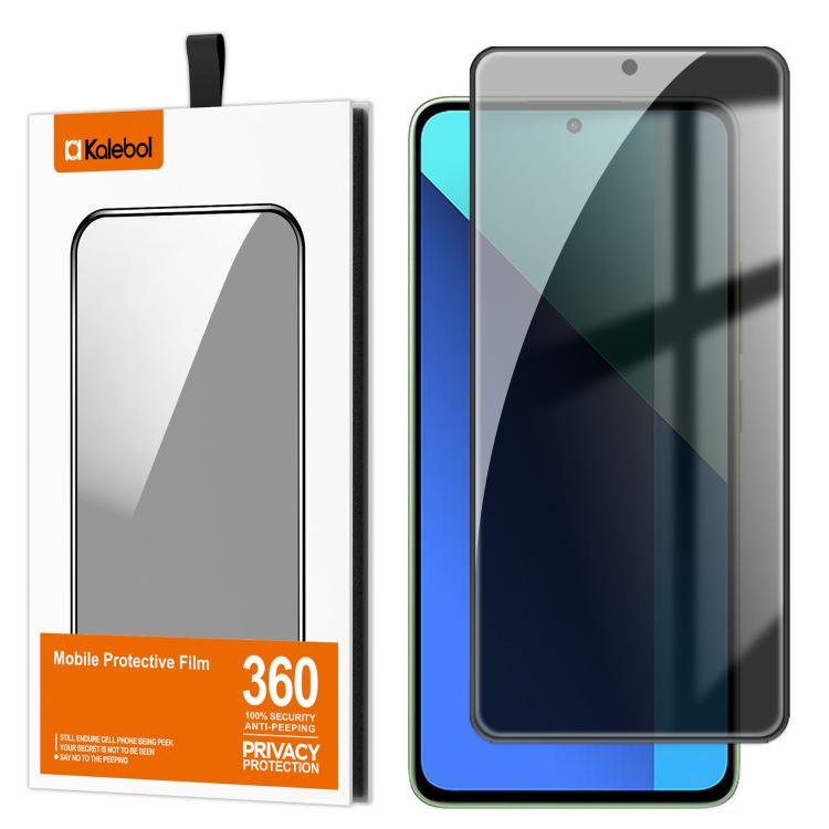 For Redmi Note 13 Pro 4G Kalebol High-Aluminum Screen-Printed Full-Coverage Black-Border Privacy Tempered Glass Film