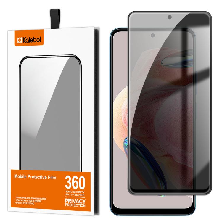 For Redmi Note 12 4G Global Kalebol High-Aluminum Screen-Printed Full-Coverage Black-Border Privacy Tempered Glass Film