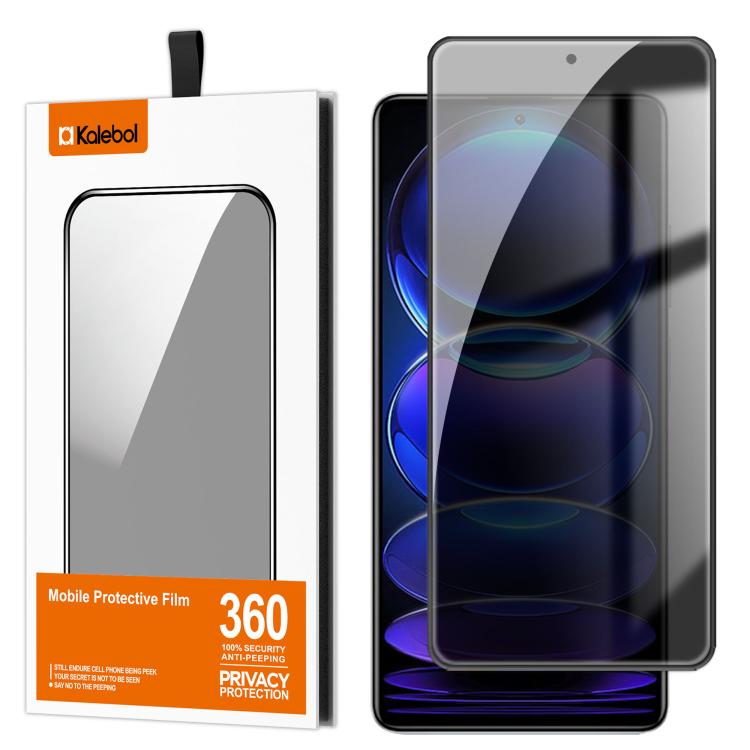 For Redmi Note 12 Pro+ 5G Global Kalebol High-Aluminum Screen-Printed Full-Coverage Black-Border Privacy Tempered Glass Film