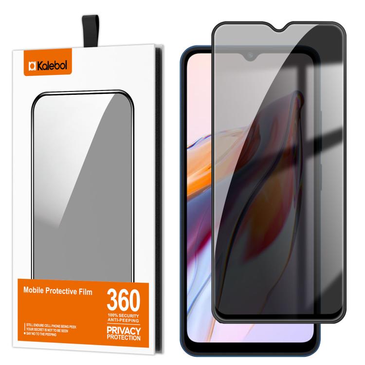 For Redmi 12C Kalebol High-Aluminum Screen-Printed Full-Coverage Black-Border Privacy Tempered Glass Film