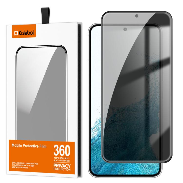 For Samsung Galaxy S22 5G Kalebol High-Aluminum Screen-Printed Full-Coverage Black-Border Privacy Tempered Glass Film