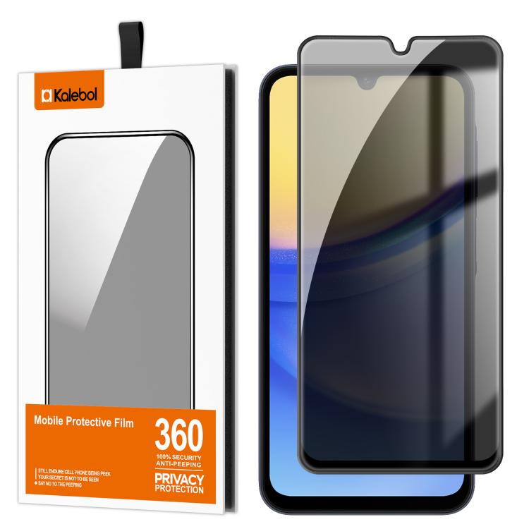For Samsung Galaxy A15 Kalebol High-Aluminum Screen-Printed Full-Coverage Black-Border Privacy Tempered Glass Film