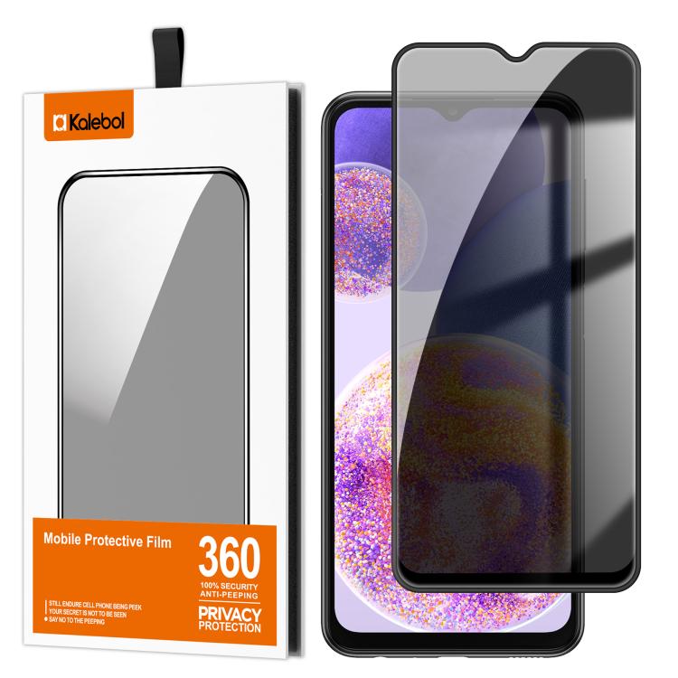 For Samsung Galaxy A23 4G Kalebol High-Aluminum Screen-Printed Full-Coverage Black-Border Privacy Tempered Glass Film