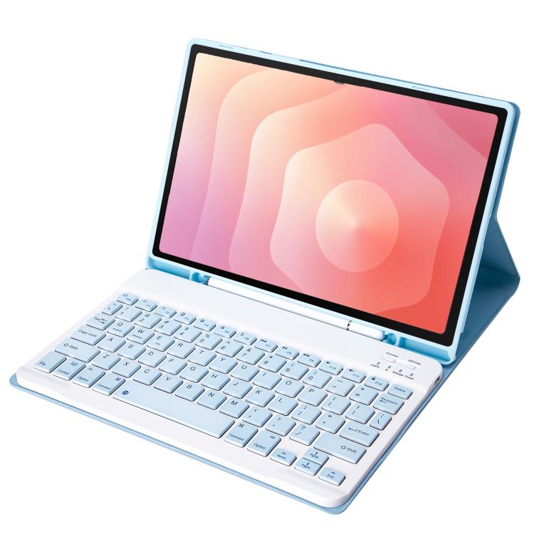 For Samsung Galaxy Tab S11 Candy Color TPU Bluetooth Keyboard Leather Tablet Case with Pen Holder