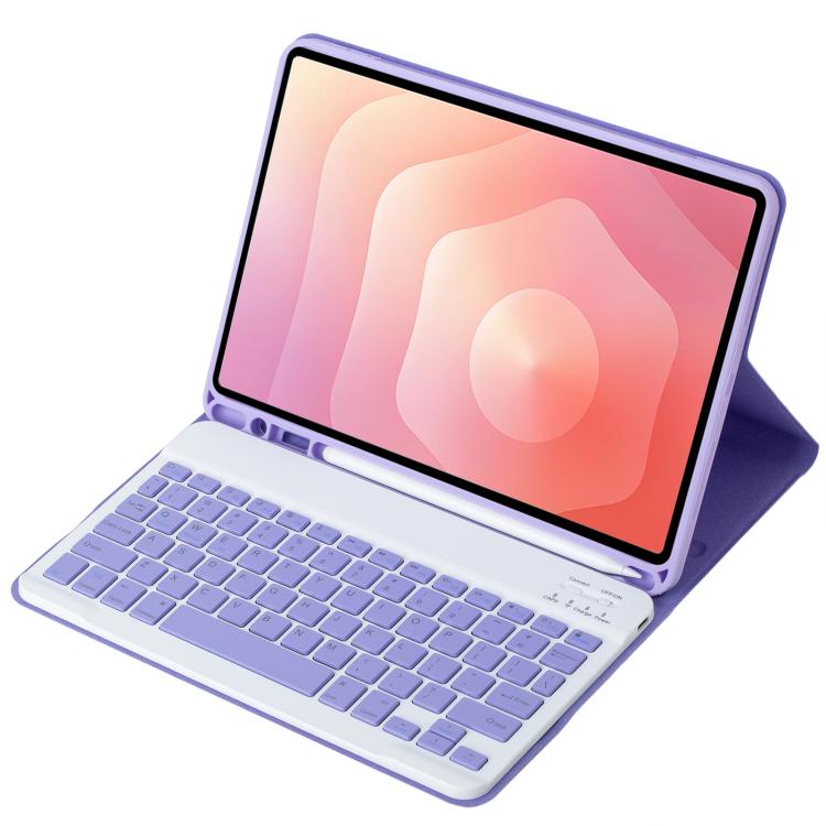 For Samsung Galaxy Tab S11 Candy Color TPU Bluetooth Keyboard Leather Tablet Case with Pen Holder