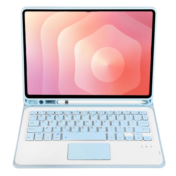 For Samsung Galaxy Tab S11 Candy Color TPU Touch Bluetooth Keyboard Leather Tablet Case with Pen Holder