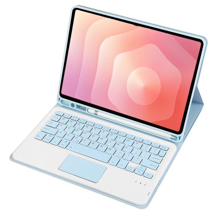 For Samsung Galaxy Tab S11 Candy Color TPU Touch Bluetooth Keyboard Leather Tablet Case with Pen Holder