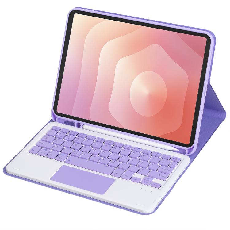 For Samsung Galaxy Tab S11 Candy Color TPU Touch Bluetooth Keyboard Leather Tablet Case with Pen Holder