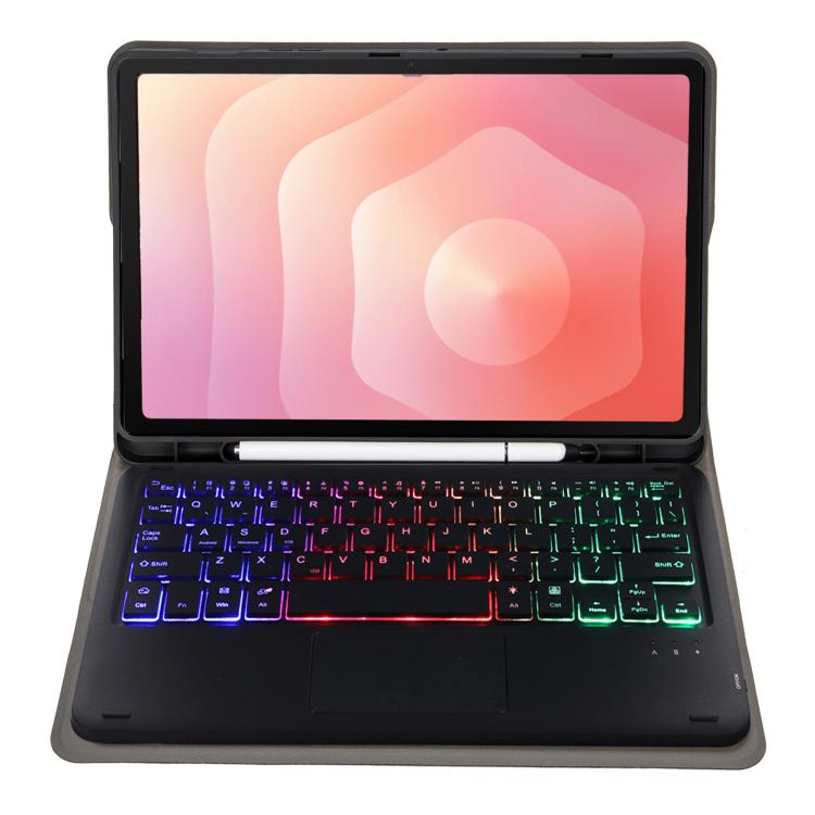 For Samsung Galaxy Tab S11 Candy Color Touch Backlight Bluetooth Keyboard Leather Tablet Case with Pen Holder