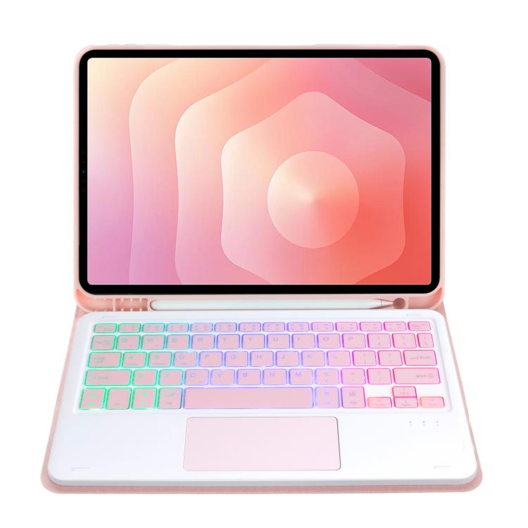 For Samsung Galaxy Tab S11 Candy Color Touch Backlight Bluetooth Keyboard Leather Tablet Case with Pen Holder