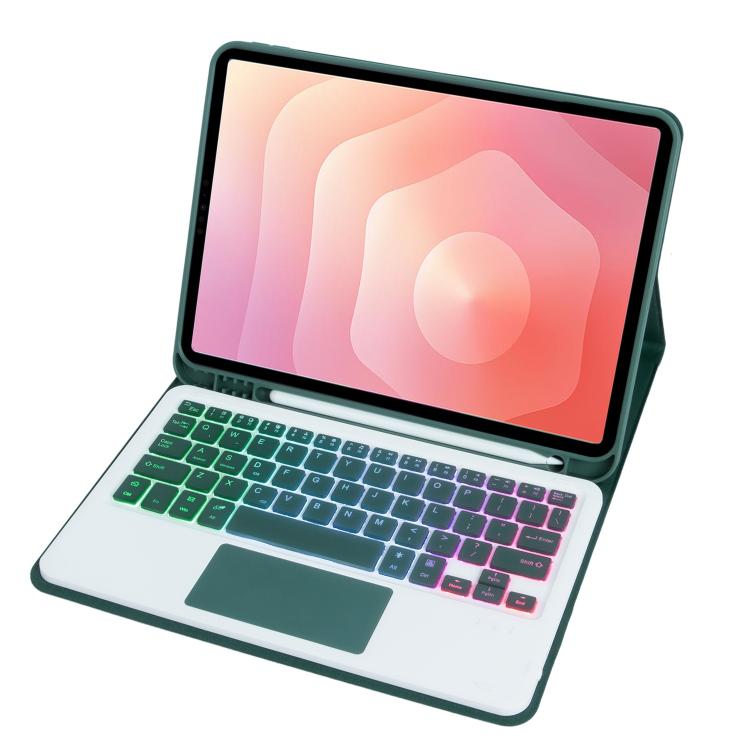 For Samsung Galaxy Tab S11 Candy Color Touch Backlight Bluetooth Keyboard Leather Tablet Case with Pen Holder