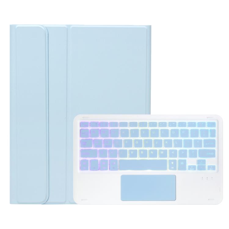 For Samsung Galaxy Tab S11 Candy Color Touch Backlight Bluetooth Keyboard Leather Tablet Case with Pen Holder