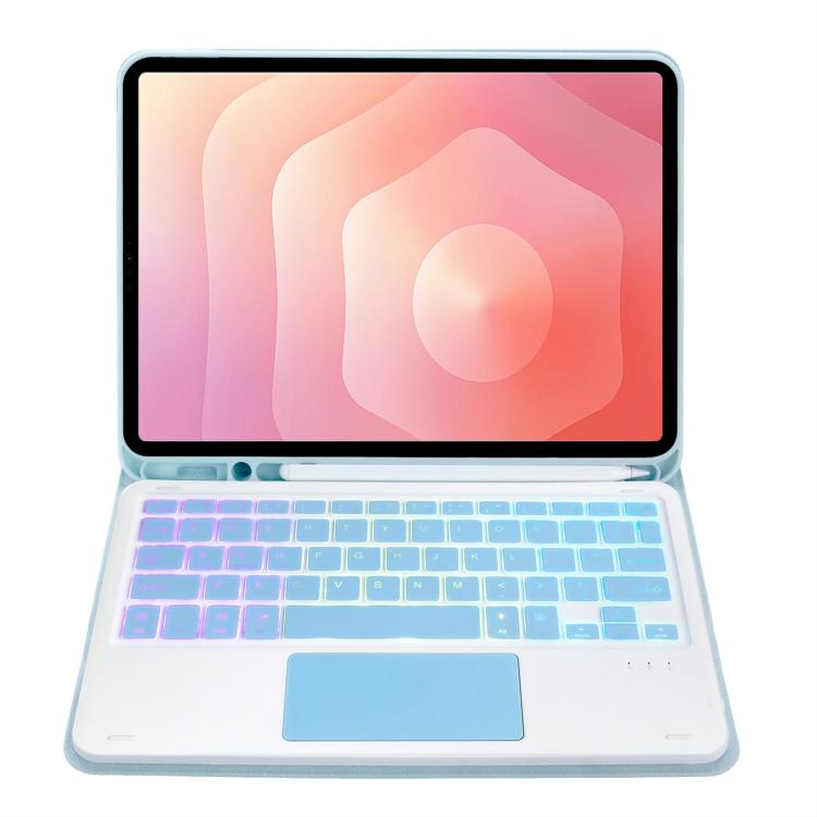 For Samsung Galaxy Tab S11 Candy Color Touch Backlight Bluetooth Keyboard Leather Tablet Case with Pen Holder