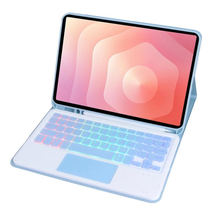 For Samsung Galaxy Tab S11 Candy Color Touch Backlight Bluetooth Keyboard Leather Tablet Case with Pen Holder