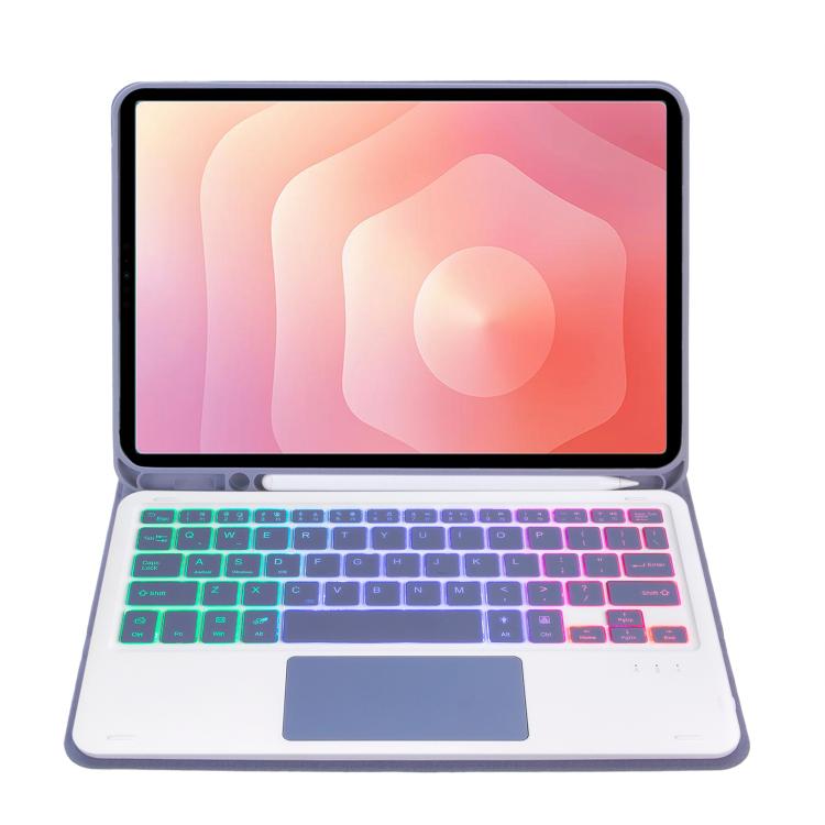 For Samsung Galaxy Tab S11 Candy Color Touch Backlight Bluetooth Keyboard Leather Tablet Case with Pen Holder