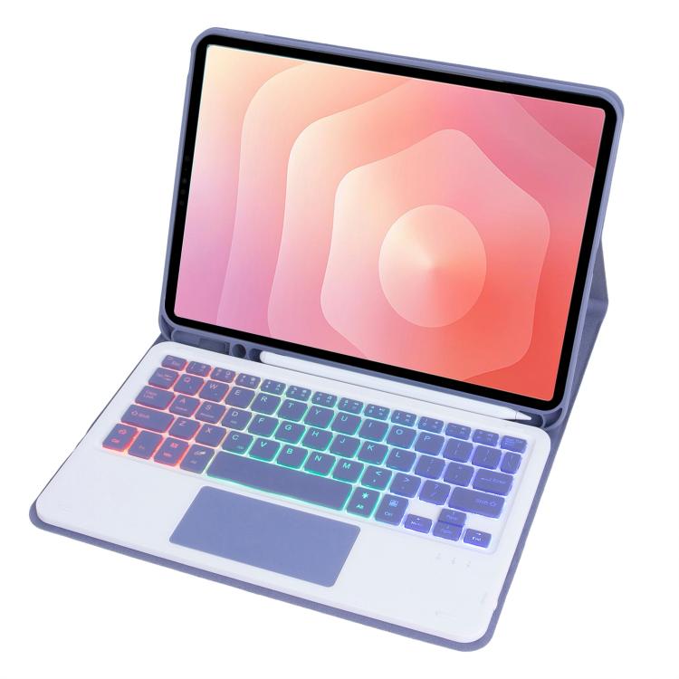 For Samsung Galaxy Tab S11 Candy Color Touch Backlight Bluetooth Keyboard Leather Tablet Case with Pen Holder