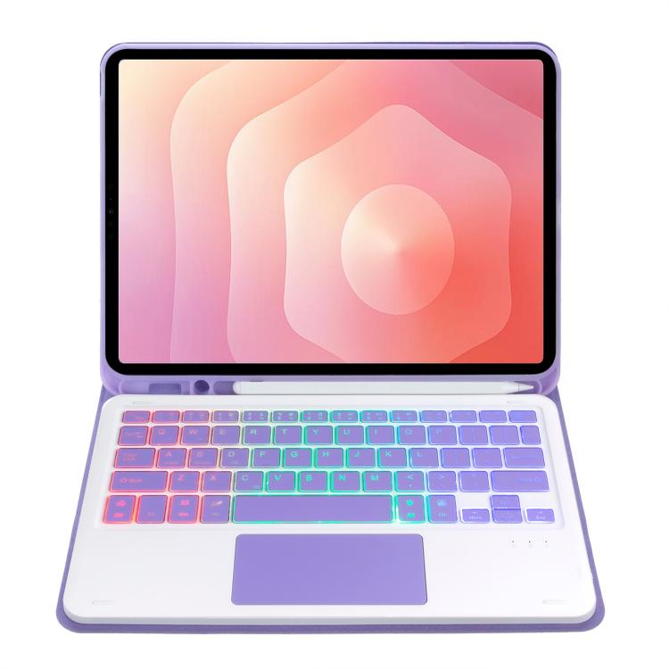 For Samsung Galaxy Tab S11 Candy Color Touch Backlight Bluetooth Keyboard Leather Tablet Case with Pen Holder