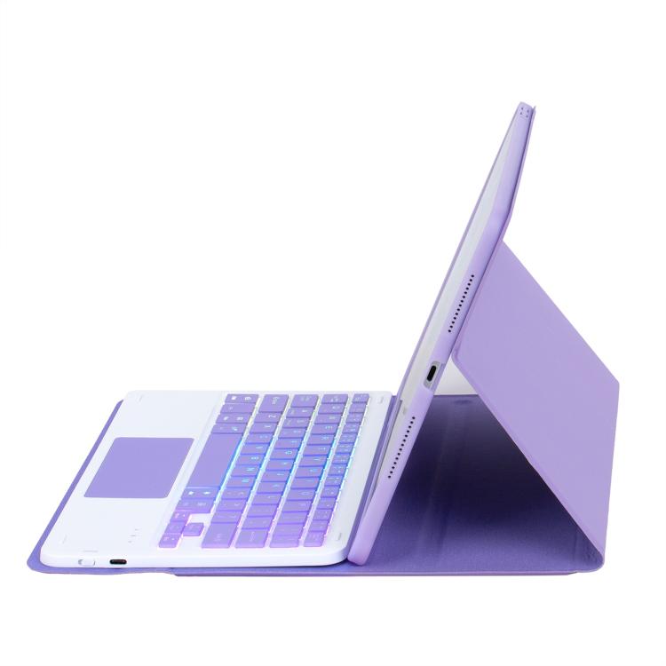 For Samsung Galaxy Tab S11 Candy Color Touch Backlight Bluetooth Keyboard Leather Tablet Case with Pen Holder