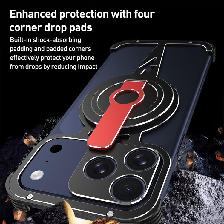 For iPhone 17 Pro Hollow Borderless Magnetic MagSafe Aluminum Alloy Phone Case