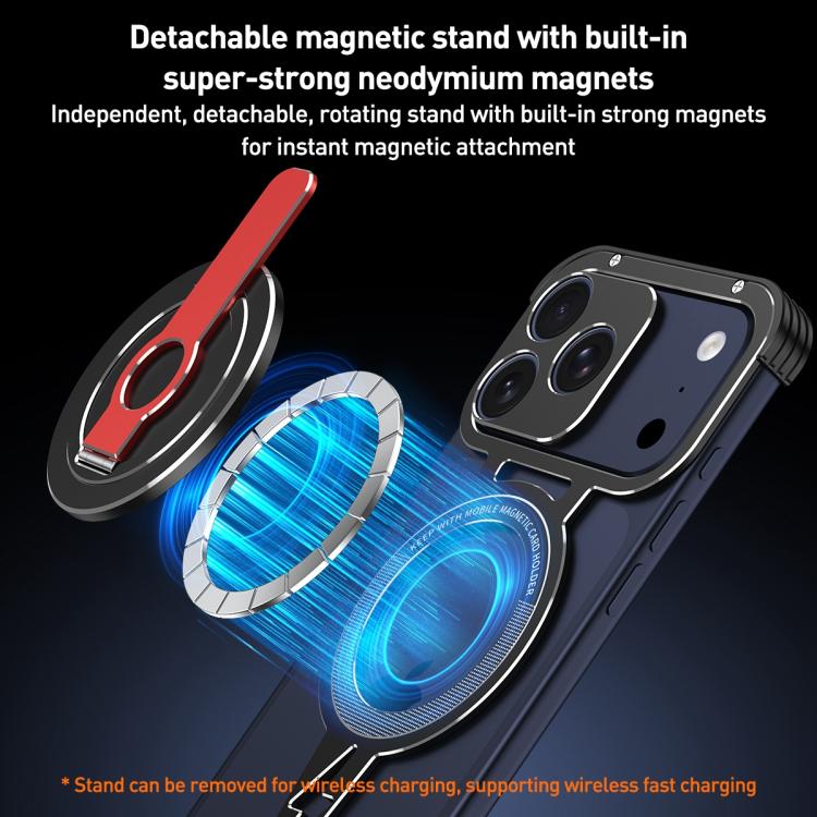 For iPhone 17 Pro Hollow Borderless Magnetic MagSafe Aluminum Alloy Phone Case