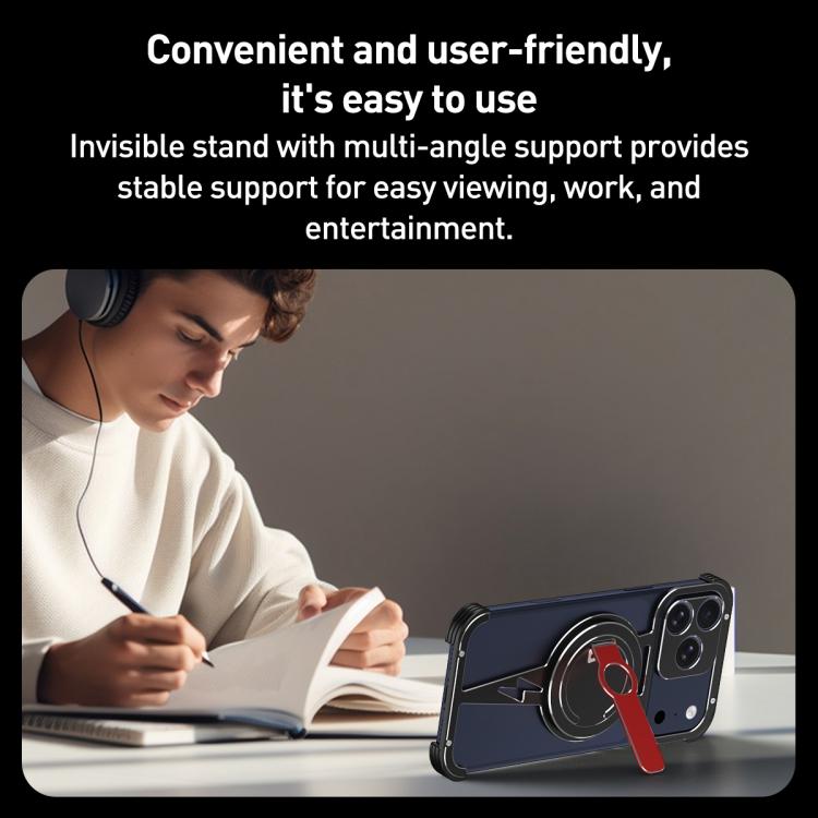 For iPhone 17 Pro Max Hollow Borderless Magnetic MagSafe Aluminum Alloy Phone Case