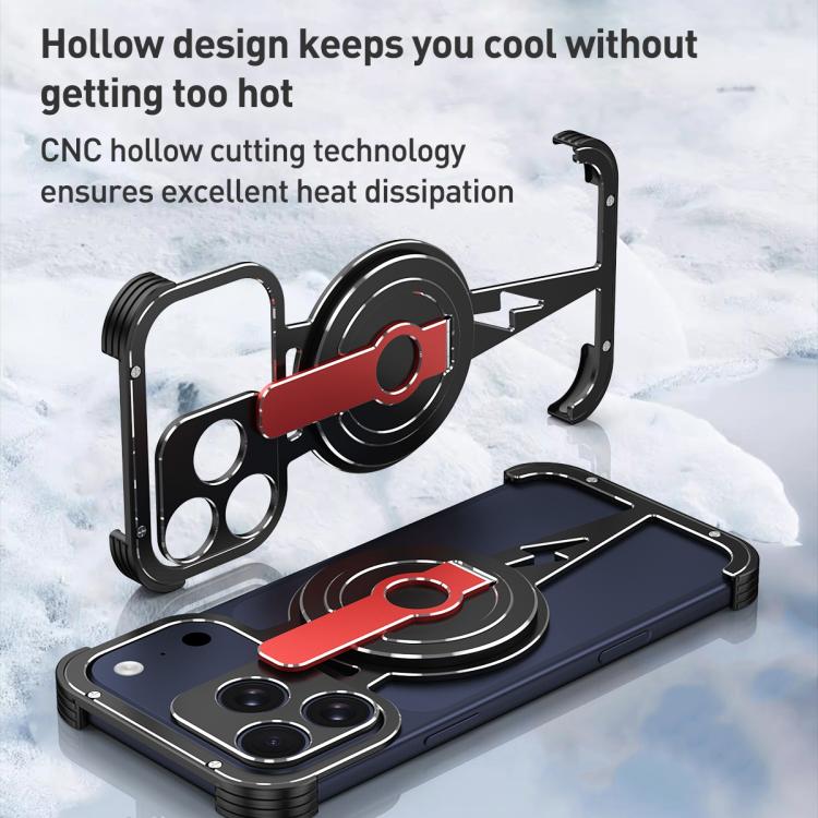 For iPhone 17 Pro Max Hollow Borderless Magnetic MagSafe Aluminum Alloy Phone Case