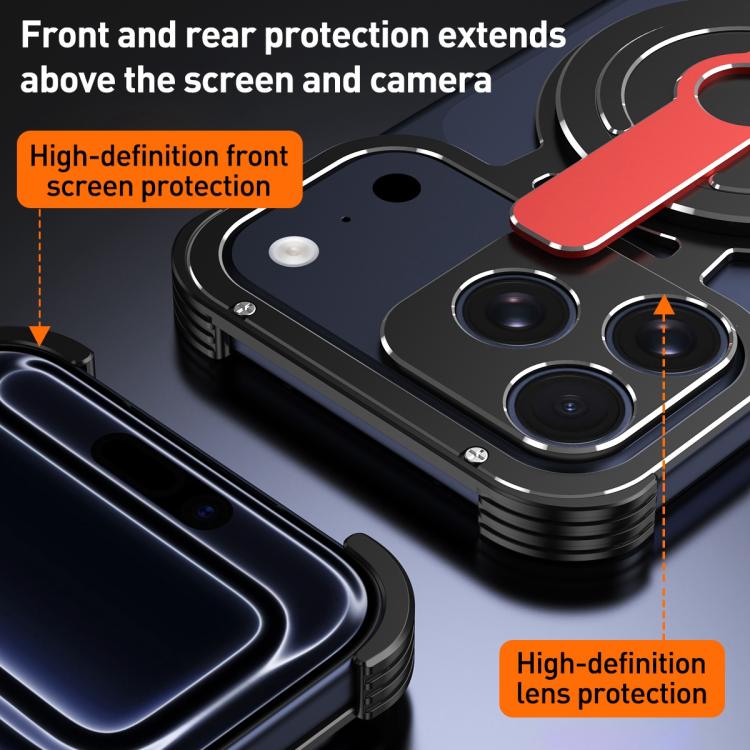 For iPhone 17 Pro Hollow Borderless Magnetic MagSafe Aluminum Alloy Phone Case
