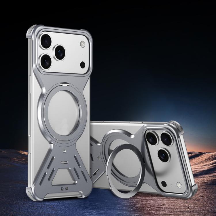 For iPhone 17 Pro Max Armor 360 Holder Frameless Alloy MagSafe Phone Case