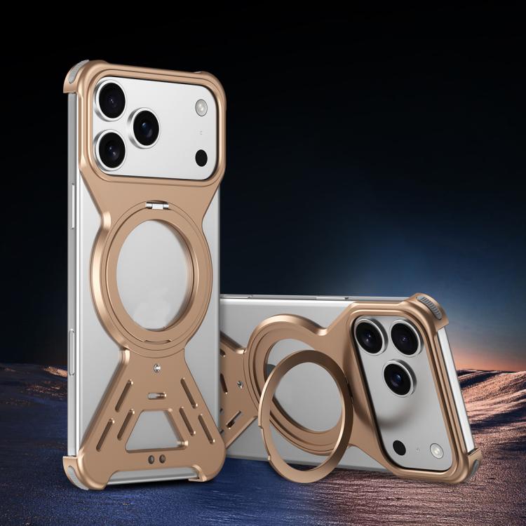 For iPhone 17 Pro Armor 360 Holder Frameless Alloy MagSafe Phone Case