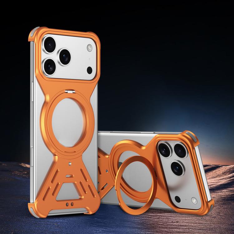 For iPhone 17 Armor 360 Holder Frameless Alloy MagSafe Phone Case