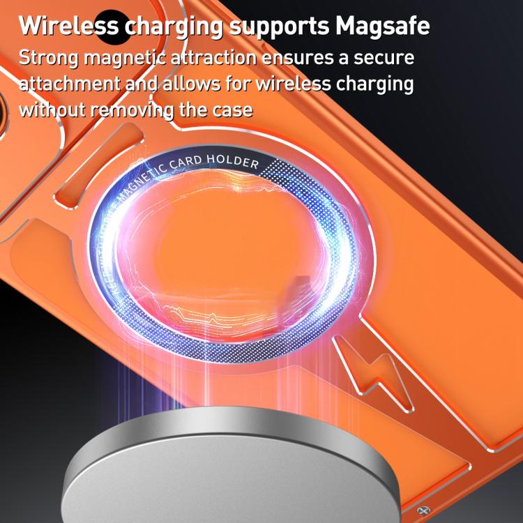 For iPhone 17 Pro Max Hollow Borderless MagSafe Aluminum Alloy Phone Case with Detachable Rotation Holder
