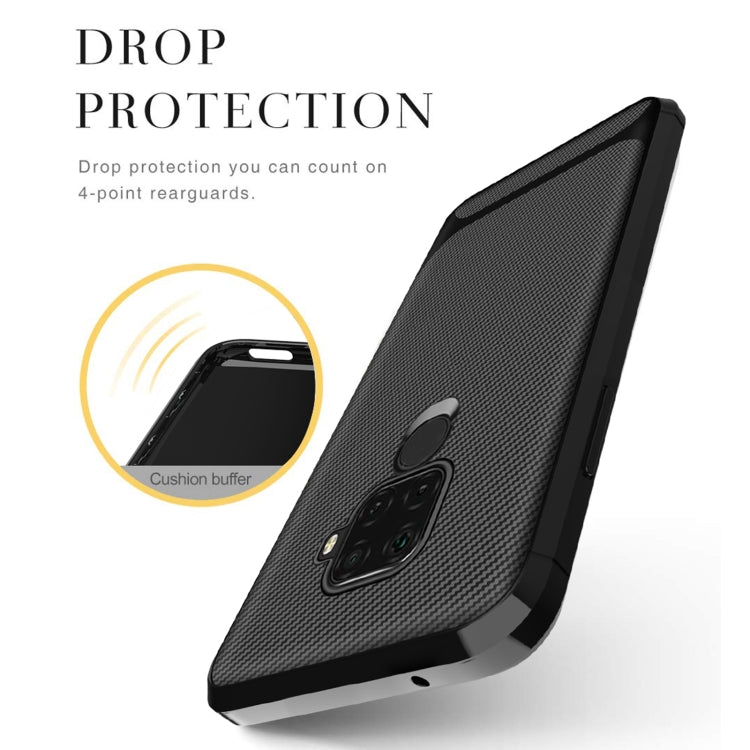 For Xiaomi Redmi 10X 4G / Note 9 Carbon Fiber Texture Shockproof TPU Protective Case